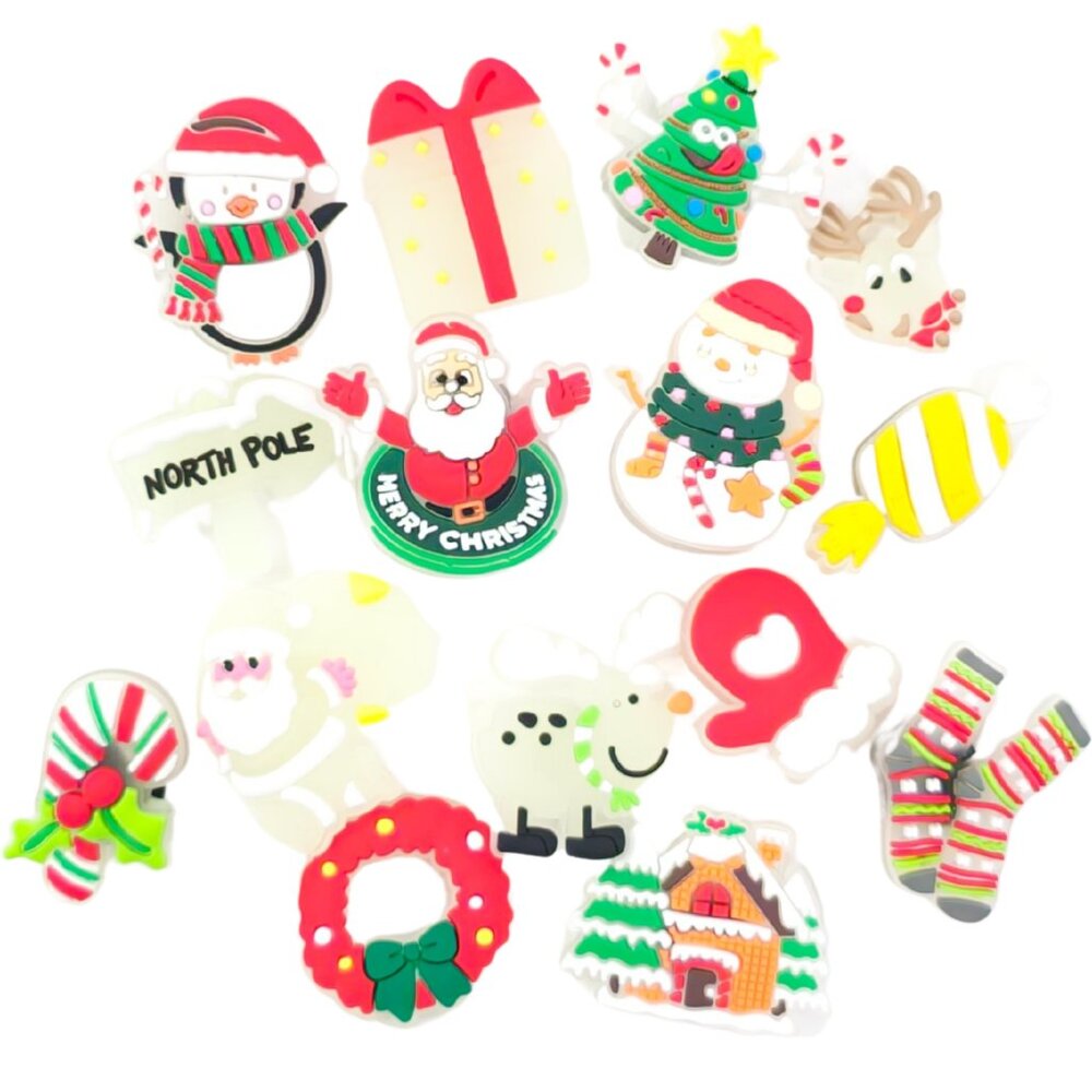(14) Winter / Christmas Themed Foam Clog Shoe Charms